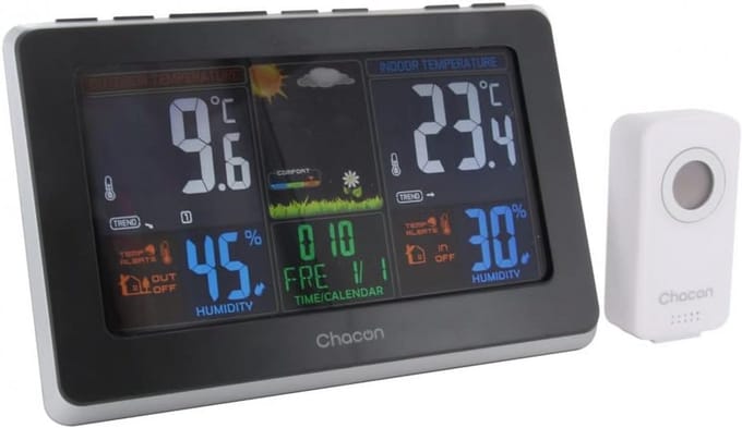 Weerstation met Kleurdisplay, Barometer en Draadloze Buitensensor
