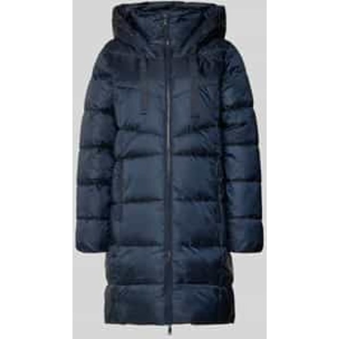 Regular fit gewatteerde lange jas met capuchon