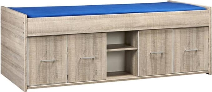 BEUK Bedframe Incl Deuren - Donker Grijs Hout - Budel