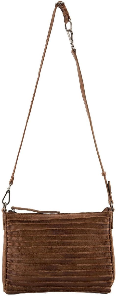 FREDsBRUDER Leren schoudertas Riffel Crossbag Toffee bruine