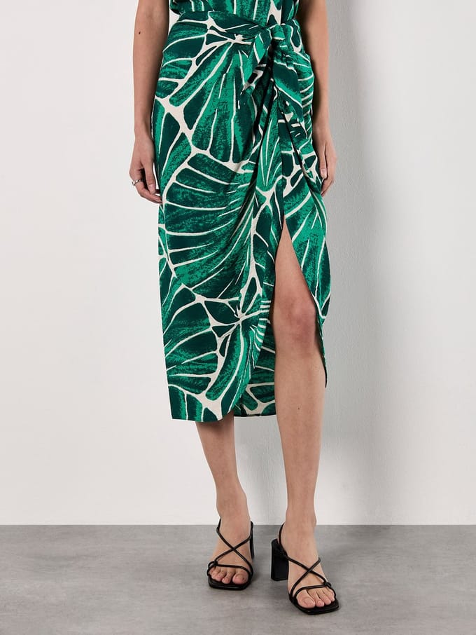 Midi-rok met abstract schelpenpatroon