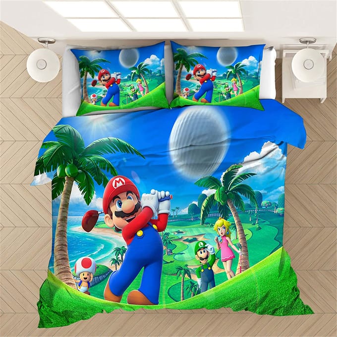 Mario Dekbedovertrek Set Dekbed Beddengoed 3D Kinderbeddengoed Set 3-Delig 1 Dekbedovertrek King Size 150*200cm 3pcs