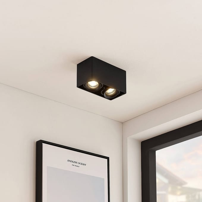 Arcchio - plafondlamp - 2lichts - Aluminium - H: 9.4 cm - GU10 - zwart