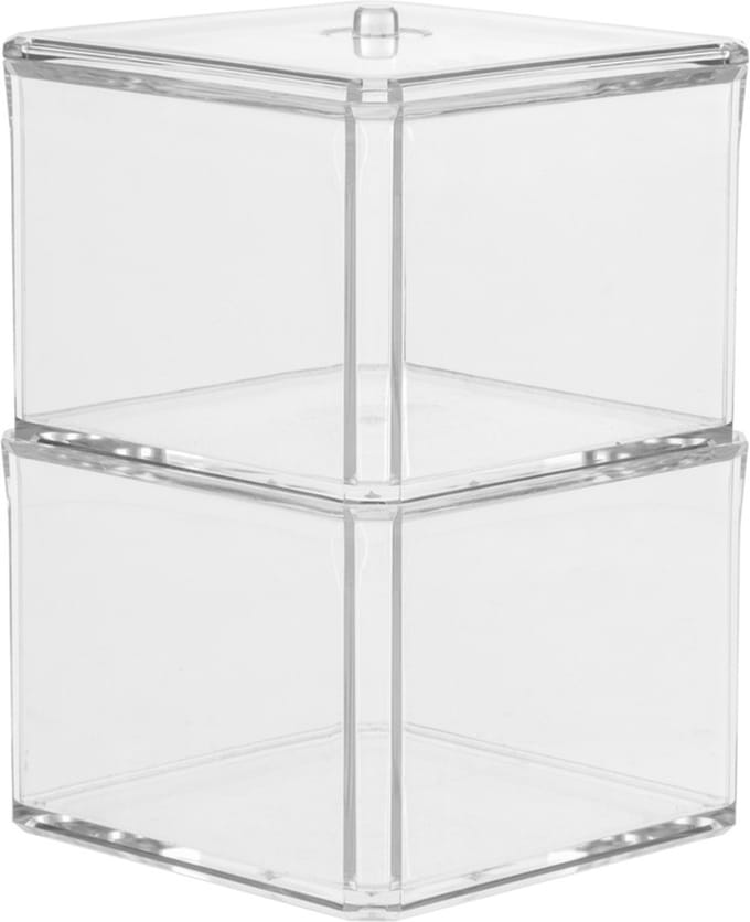 Make-up organizer - transparant - kunststof - 9,5x9,5x17 cm - dubbele houder