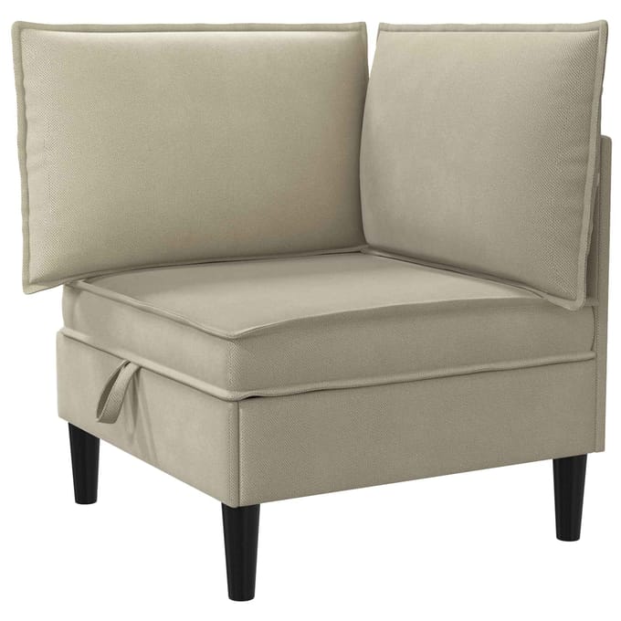 vidaXL - Hoek - Sofa - met - Opbergruimte - Zand - Fluweel