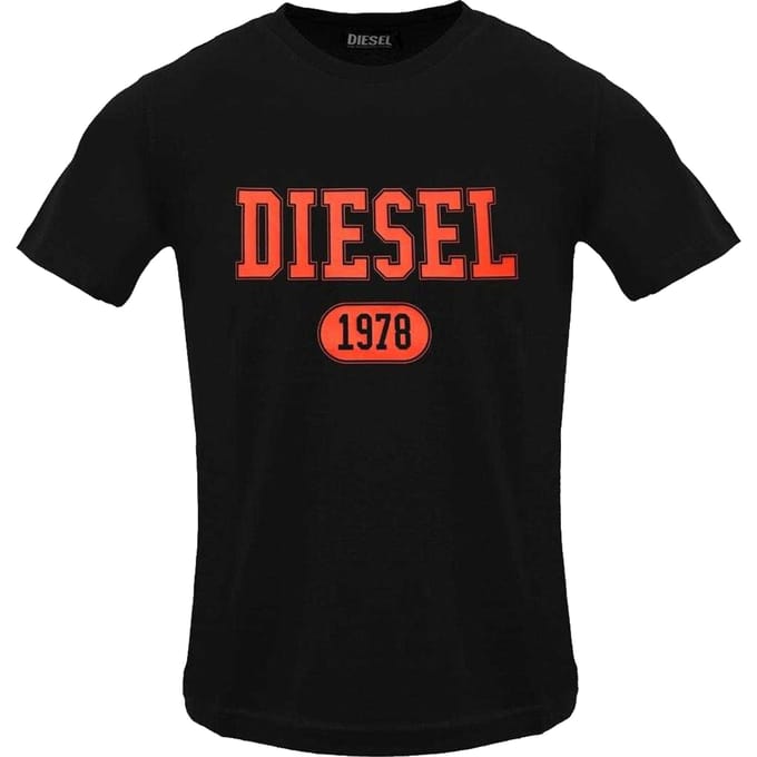 Diesel Heren Kaviaar Logo T-Shirt (Zwart)