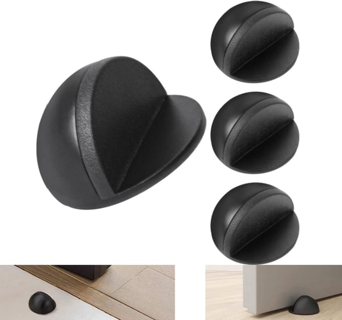 4 x Vloerdeurstopper - Deurstoppers - RVS - Geluiddemper - zonder boren（45 x 5x 26MM）