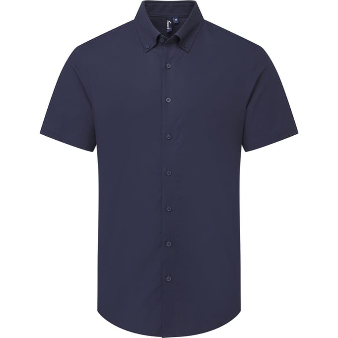Premier Heren Supreme Oxford overhemd met korte mouwen (Marine)