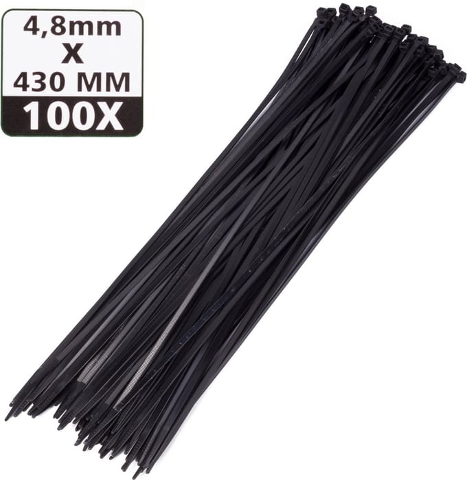 Hofftech Tie Ribs 4.8 X 430 mm Zwart 100 stuks kabelbinders. Tie wraps.