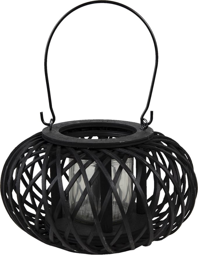 Clayre & Eef Windlicht Ø 23x12 cm Zwart Bamboe