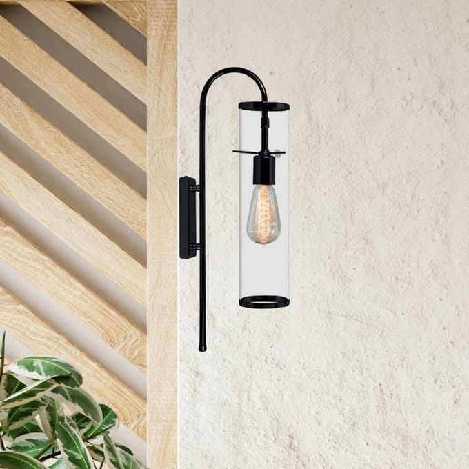ROYALTECH Wandlamp Leona, zwart, hoogte 57 cm, metaal, E27