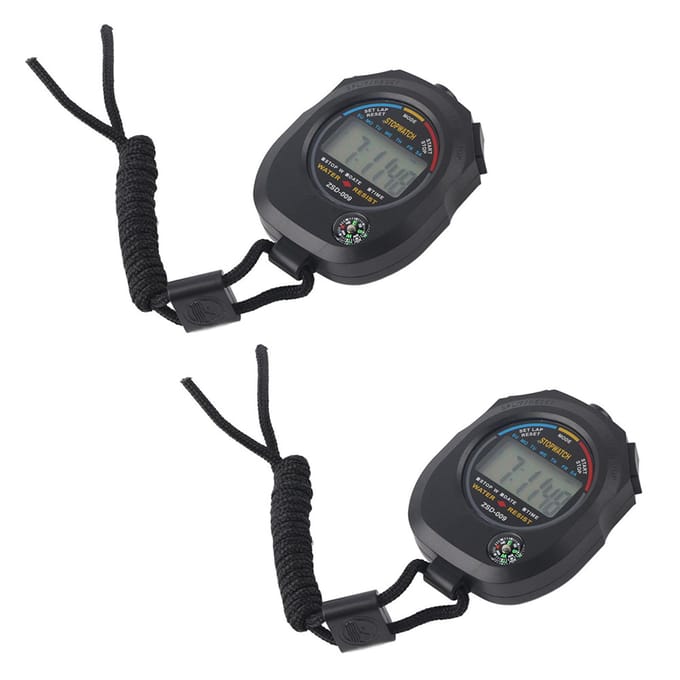 2 STKS Multifunctionele Handheld Digitale LCD Stopwatch Timer voor SportenHardlopenRacenZwemmen gray