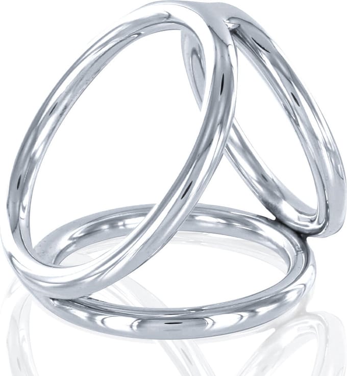 Black Label - Triple Cockring - RVS - Zilver - Maat M