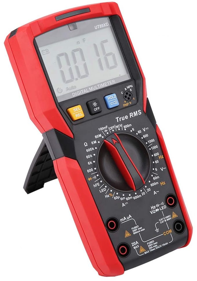 Digitale Multimeter - Spanningstester Stroommeter - Elektrische Metingen - True RMS Meting - 1000V 20A - Rood Grijs