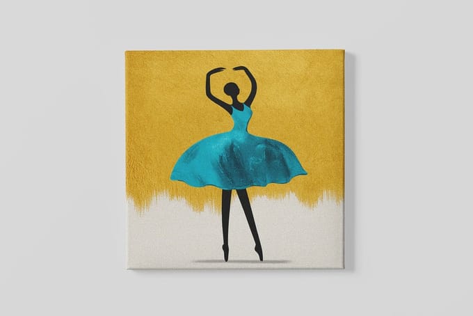 Vierkant Canvas Schilderij Kunst - Ballerina - Wall Art - 60x60 cm