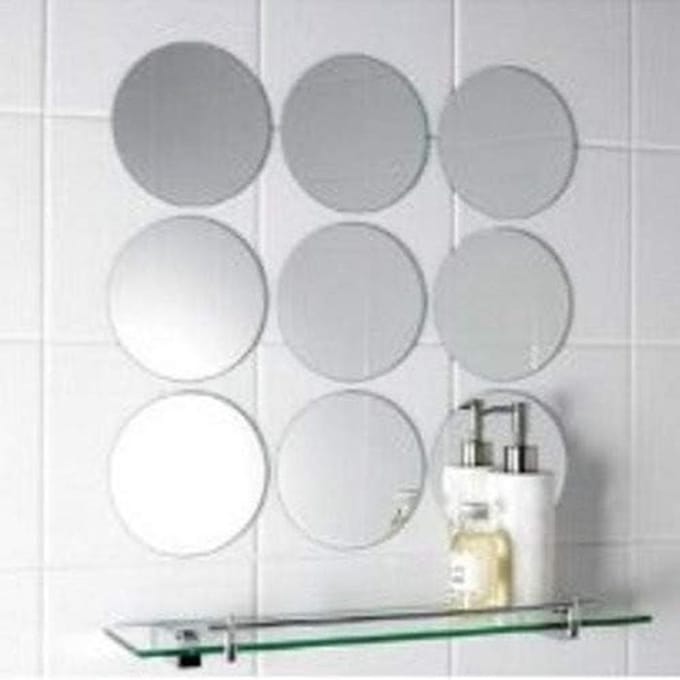 Set Ronde Zelfklevende Acryl Spiegeltegels 10-12cm
