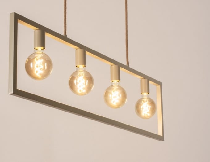 Lumidora Hanglamp 74573 - BUZZER - 4 Lichts - E27 - Beige - Zand - Metaal