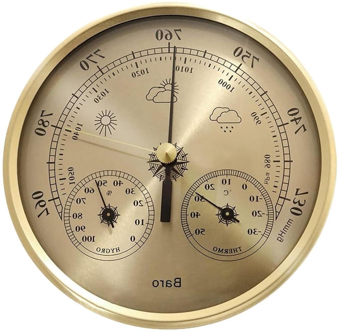 Weerstation Barometer - Luchtdruk meter - Buitenactiviteiten plannen - Draagbare vochtmeter - 13 cm display - Metaal