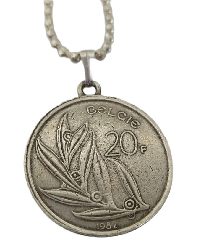 Ketting 20 francs belge belgie, verzilverd