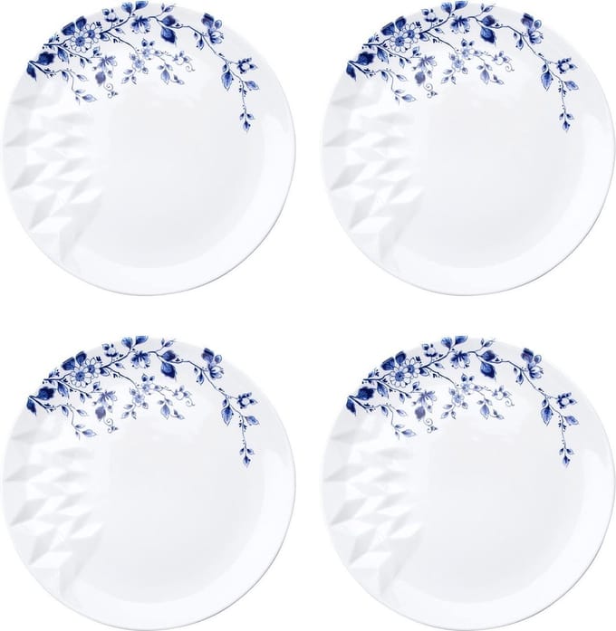 Heinen Delfts Blauw - Dinerbord Blauw Vouw - Porselein - 27 cm - 4 stuks