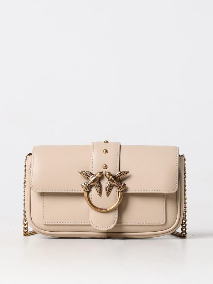 PINKO schoudertas Love One Pocket C Beige - Smoke Grey - Antique Gold