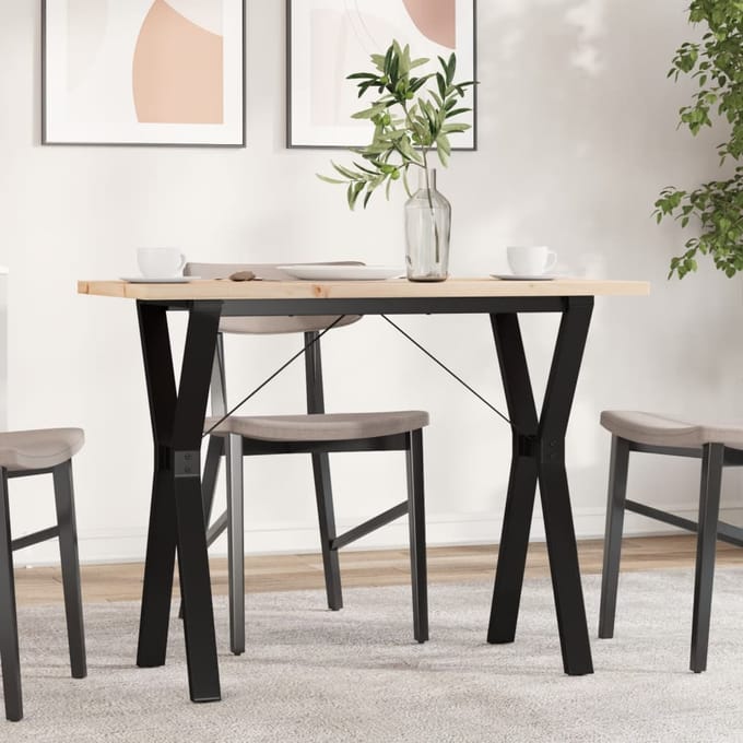 vidaXL - Eettafel - Y-frame - 100x50x75,5 - cm - massief - grenenhout - en - staal