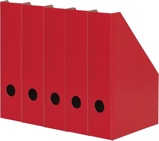 Staande map A4 - Opbergmap tijdschrift - Documenten organiseren - Met greepgat - 5 stuks 7 cm - Rood