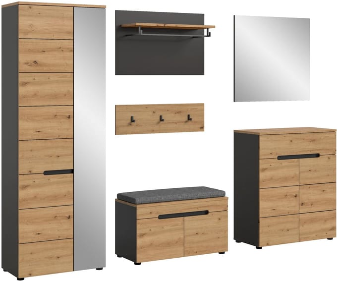 Canu garderobe opstelling C4 inclusief kussen eiken decor, grijs.