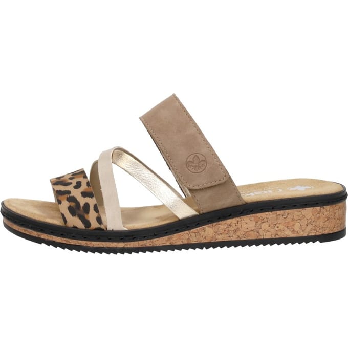 Rieker Slipper V3652-62 Beige Combi Zacht Voetbed