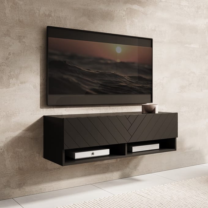 Meubella - TV-Meubel Asino - Zwart Visgraat - 100 cm