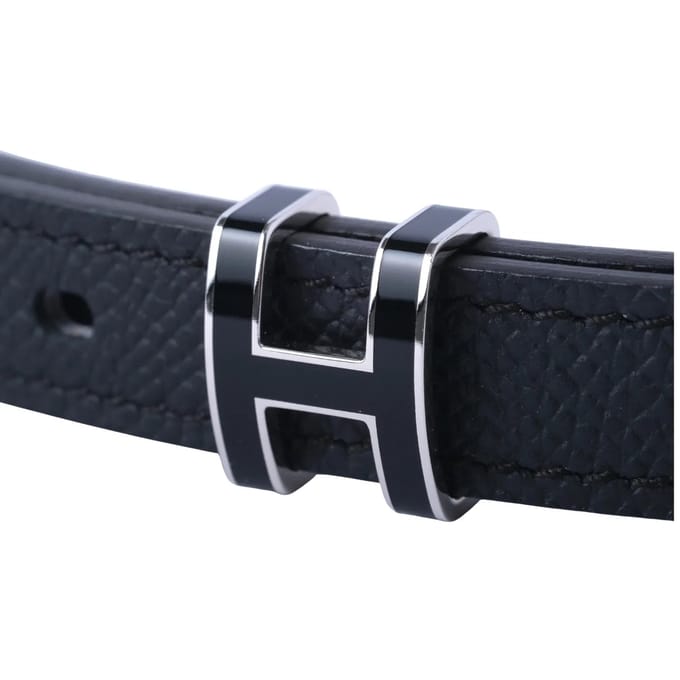 Hermès Pop H riem 15 mm zwart Epsom leer palladium hardware - jaren '20