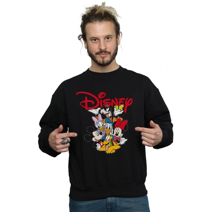 Disney Heren Mickey Mouse Crew Sweatshirt (Zwart)