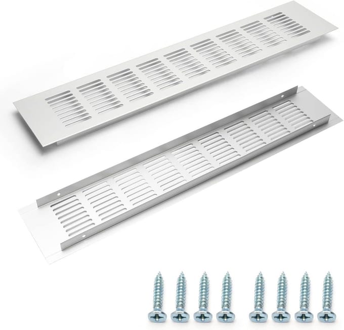 Ventilatie Rooster Wit 40x8 cm - Lamellen Ontwerp - Voor Plafond en Kast - 2 Stuks