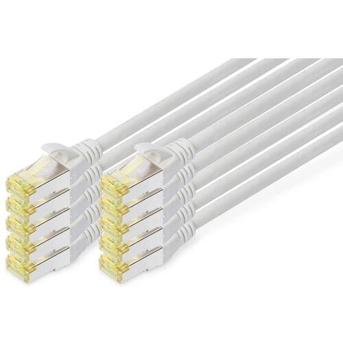 Digitus DK-1644-A-005-10 RJ45 Netwerkkabel, patchkabel CAT 6A S/FTP 0.50 m Grijs 10 stuk(s)