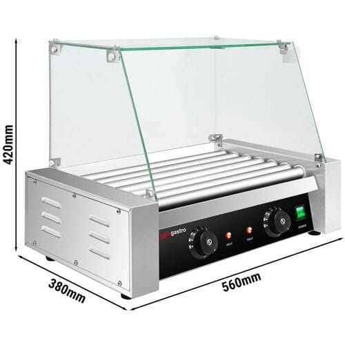 GGM Gastro Würstchengrill / Hot Dog Grill - mit 7 Rollen & Glasaufsatz
