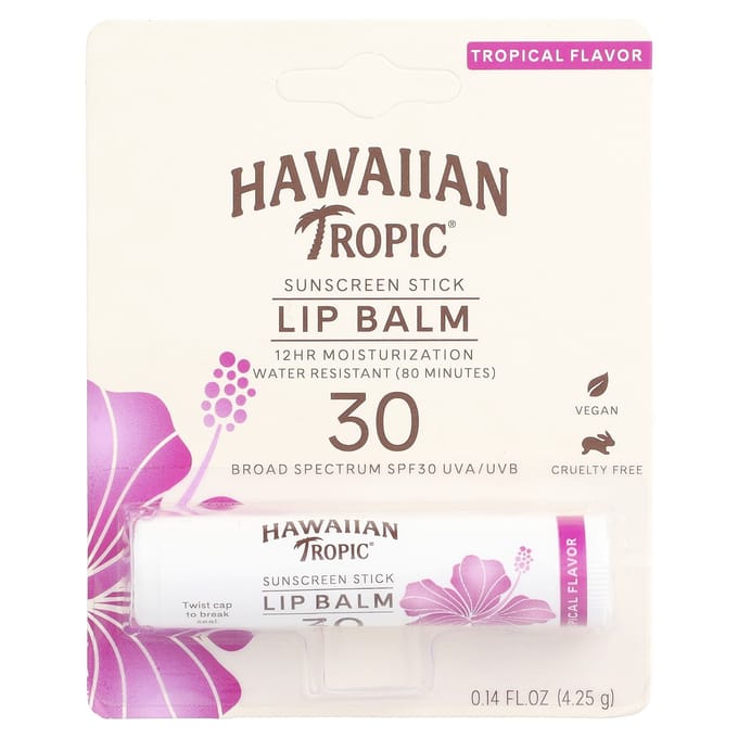 Zonnebrandstick Lippenbalsem, Spf 30, Tropisch, 4,25G(0.14 fl oz) white
