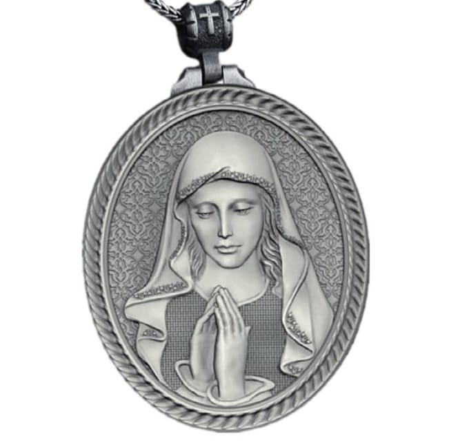 Ketting met hanger Maria zilverkleur
