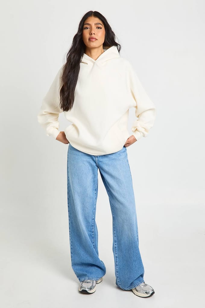 boohoo Dames Lange Raglan Naad Oversized Hoodie | Ecru | Maat: Medium