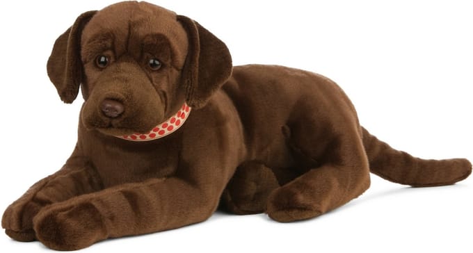 Living Nature Knuffel Labrador - bruin - honden knuffeldier - liggend - 60 cm - pluche