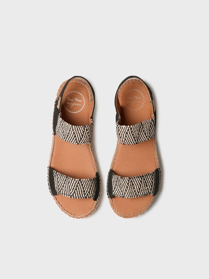 Tweekleurige espadrilles met brede elastische banden | ELX