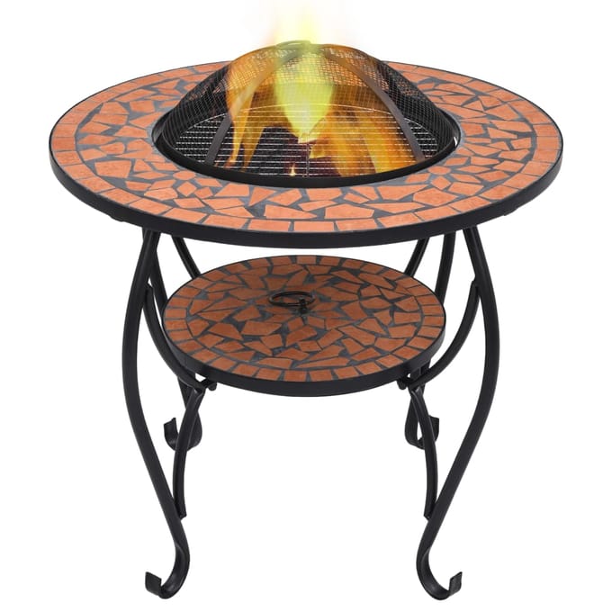 vidaXL - Vuurtafel - mozaïek - 68 - cm - keramiek - terracottakleurig