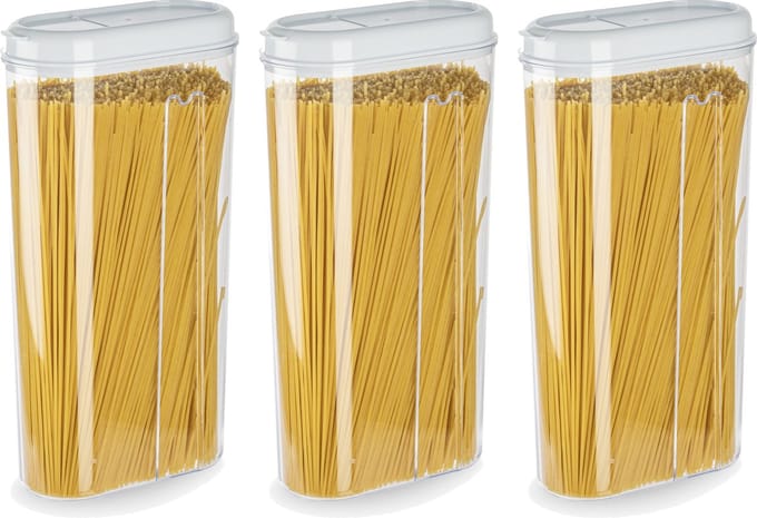 Plasticforte Voedselcontainer strooibus - 3x - wit - 2350 ml - kunststof - voorraadpotten
