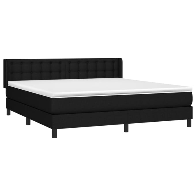 vidaXL - Boxspring - met - matras - stof - zwart - 180x200 - cm