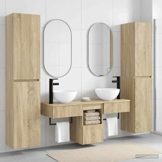 vidaXL - Badkamermeubel - Set - 5 - st - Sonoma - Eiken - 33 - x - 34,5 - x - 160 - cm