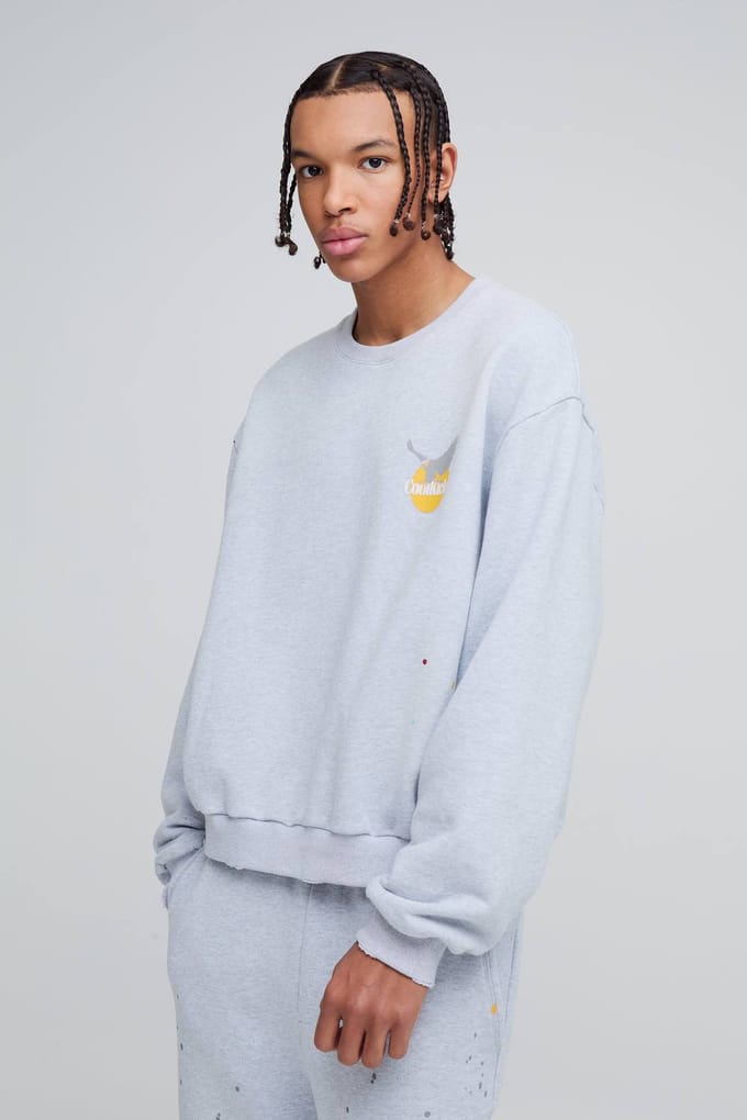 Oversized Boxy Heavyweight Coolkicks Sweatshirt | Grey | Size Medium