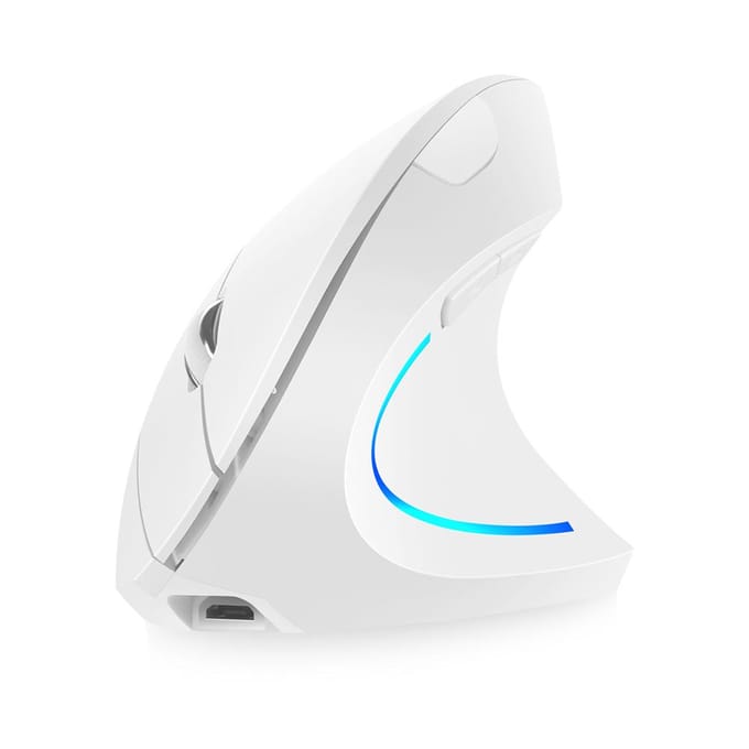 2.4G draadloze verticale muis oplaadbare rechtopstaande ergonomische muis 3 instelbare DPI-niveaus RGB wit