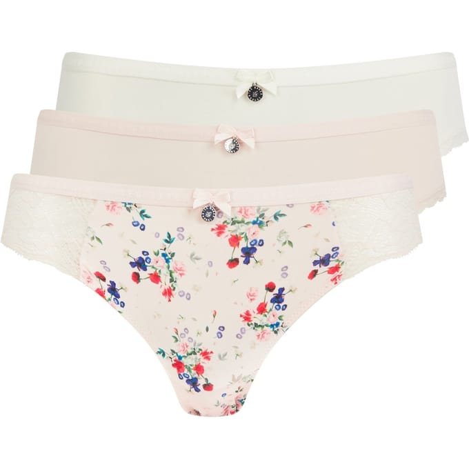Ted Baker Yelena 3pk Print And Plain Brief Peach/egret/blush Print Größe: XL | Unterhosen Outlet | Damen | Orange