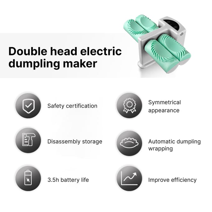Elektrische Dumpling Maker Machine Dubbel Formaat Draadloos Oplaadbaar Automatische Dumpling Maker Pers met white