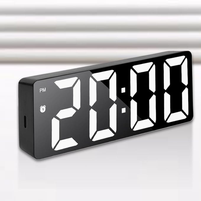 Dailygoods - Digitale Wekker met LED-Display en Instelbare Helderheid - Zwart