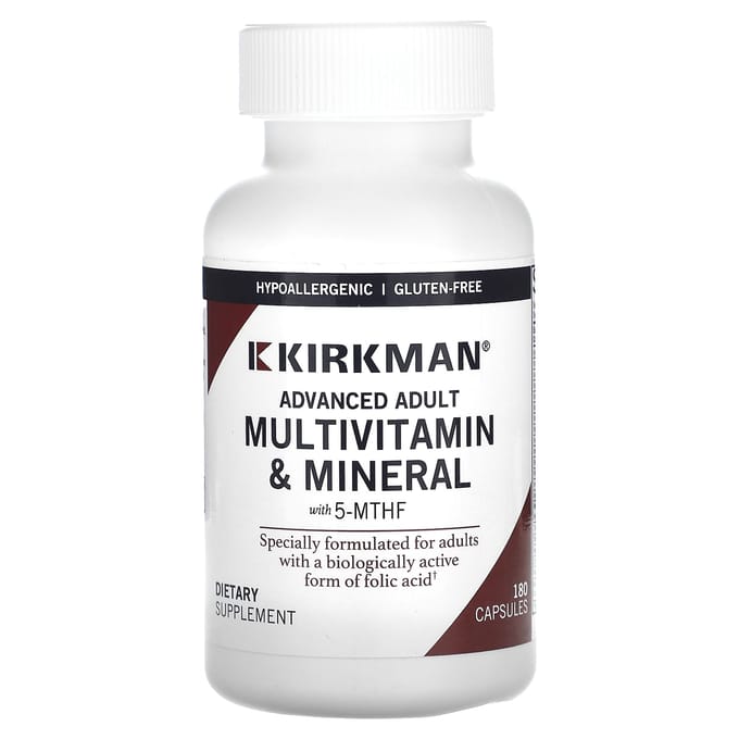 Kirkman Labs, Geavanceerde Volwassen Multivitamine & Mineralen, 5-MTHF, 180 Capsules